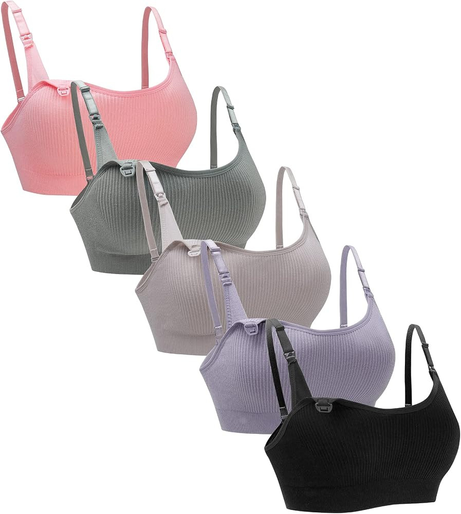 Suekaphin 5Pack Seamless Nursing Bra Women Maternity Breastfeeding Pregnancy Support Full Coverag... | Amazon (US)