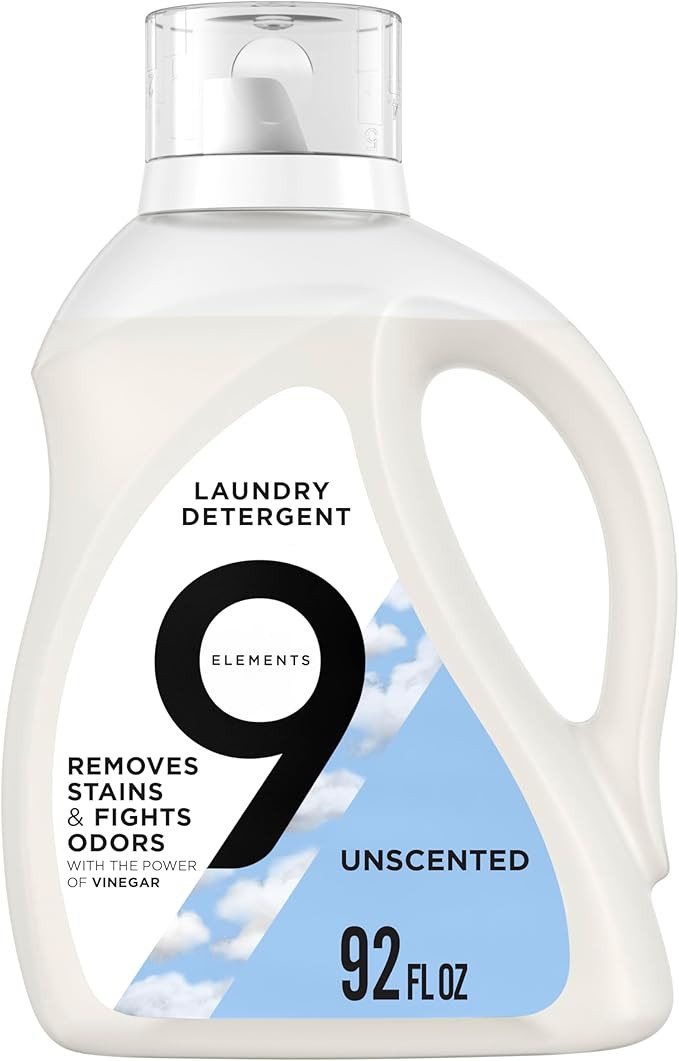 9 Elements Natural Liquid Laundry Detergent, Vinegar Powered, Unscented, 92 Fl Oz, 1 Count | Amazon (US)