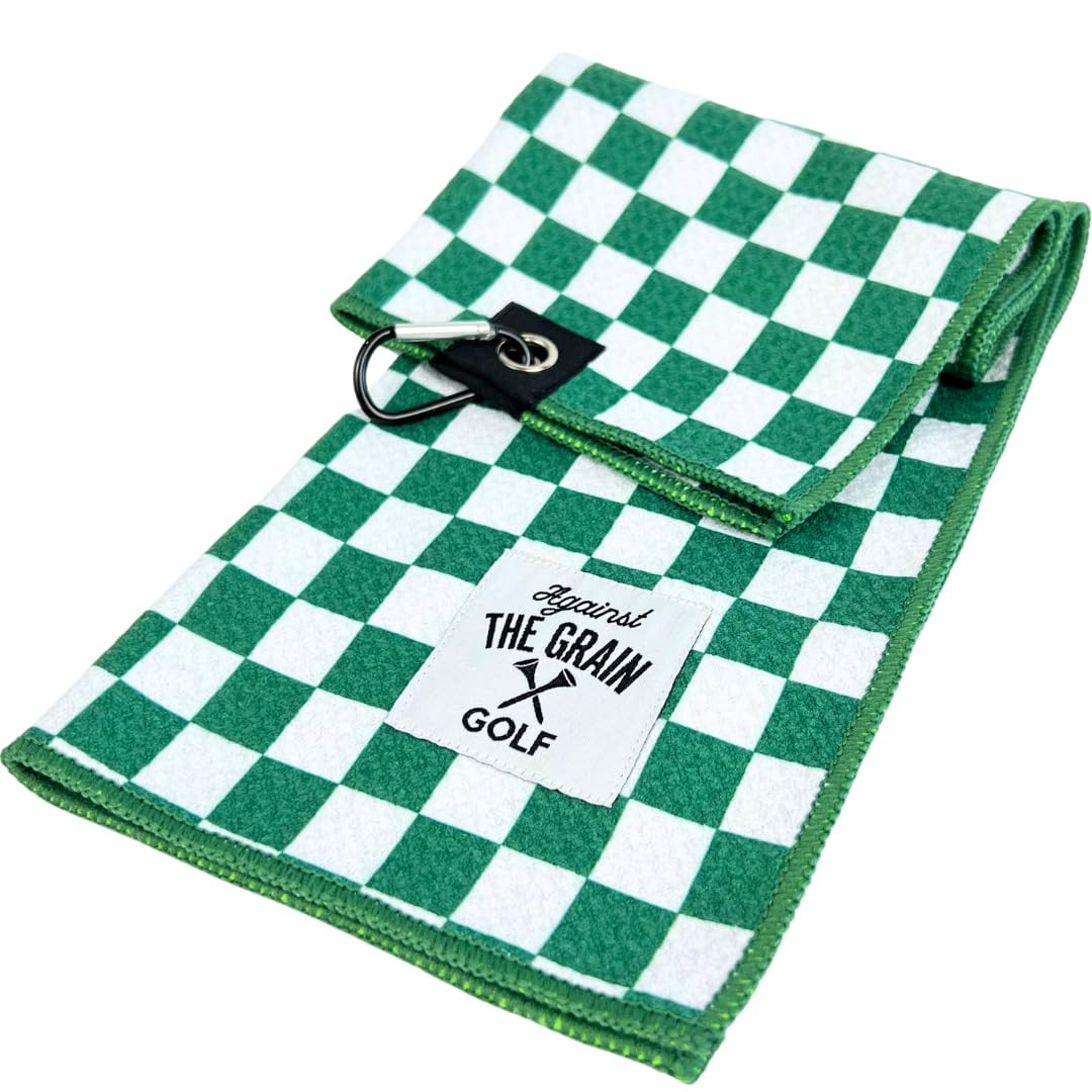 Against The Grain Microfiber Golf Towel with Clip - (12"x20") Green & White Checkered Design Golf... | Amazon (US)