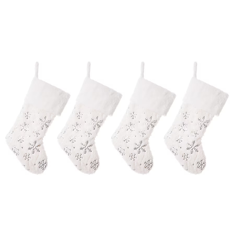 Glitzhome 21-in White Christmas Stocking | Lowe's