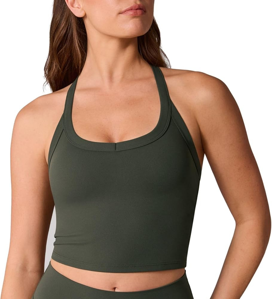 UNISSU Hugcurve Racerback Longline Sports Bra for Women Scoop Neck with Built in Bra Yoga Tank Cr... | Amazon (US)