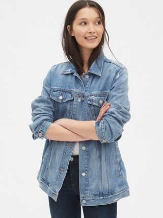 Distressed Oversized Icon Denim Jacket | Gap (US)