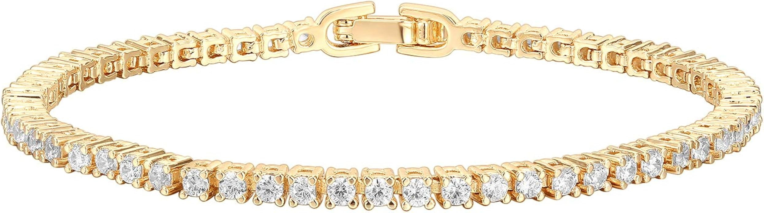 PAVOI 14K Gold Plated Cubic Zirconia Classic Tennis Bracelet | Yellow Gold Bracelets for Women | ... | Amazon (US)
