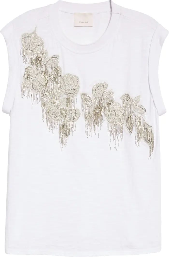 Embellished Floral Appliqué Cotton T-Shirt | Nordstrom