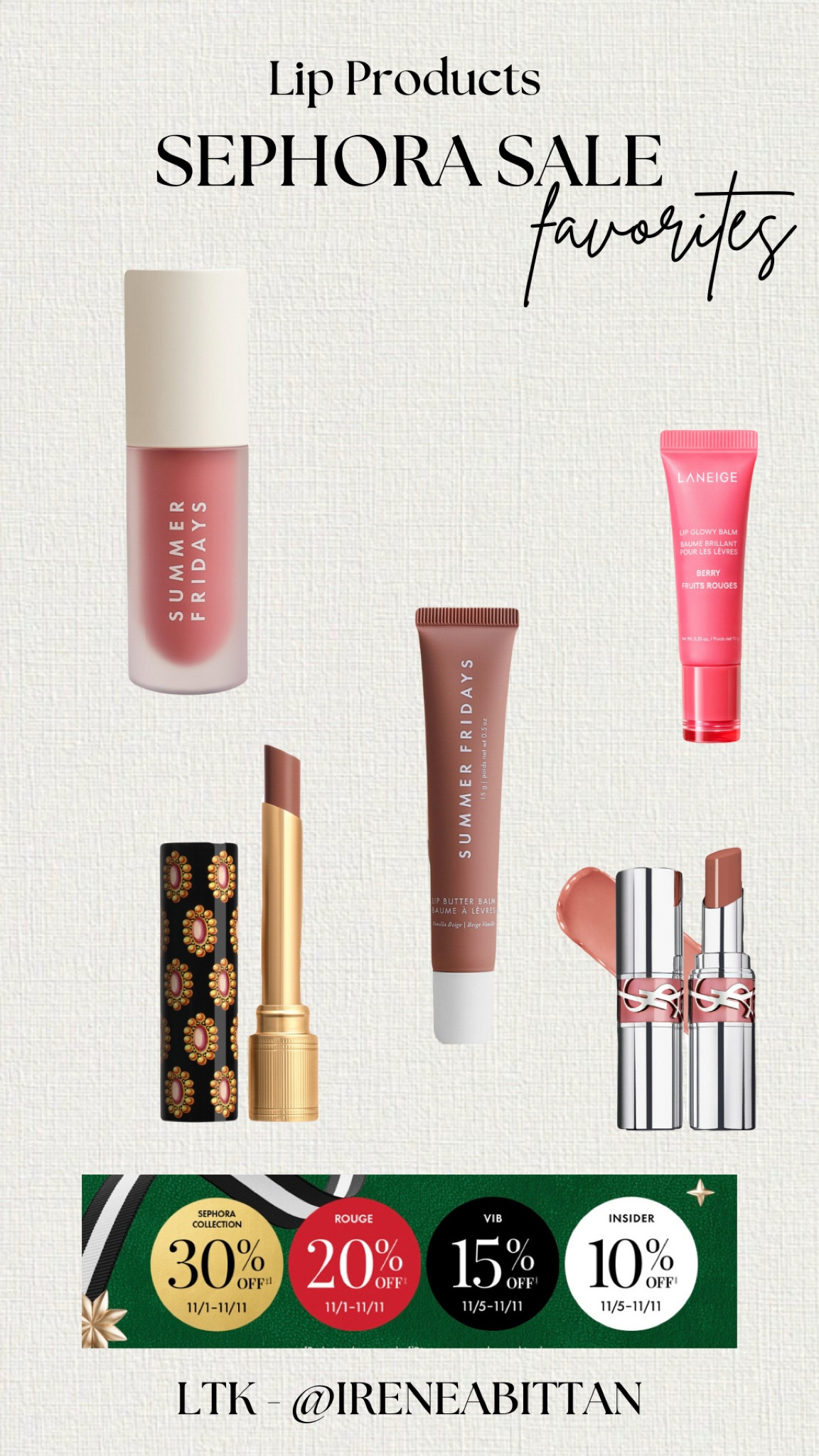 SEPHORA SALE✨💄

- Rouge: 20% off from 11/1 - 11/11
- VIB: 15% off from 11/5 - 11/11
- Insiders: 10% off from 11/5 - 11/11

#LTKBeauty #LTKStyleTip #LTKSaleAlert