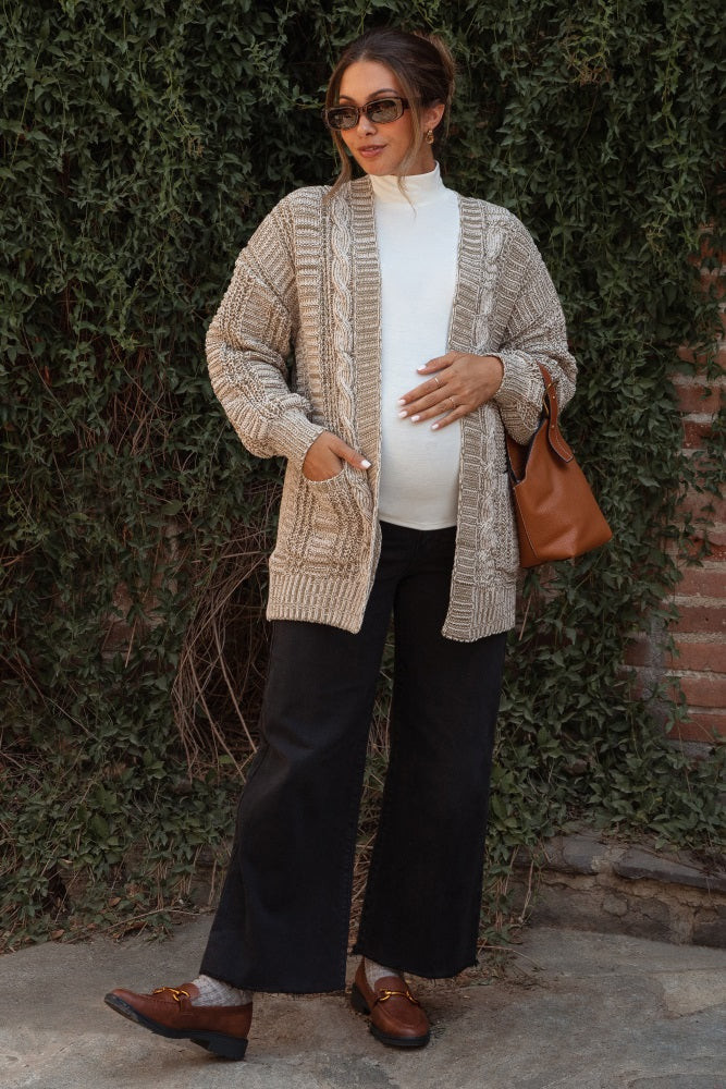 Black Wide Leg Raw Hem Maternity Jeans | PinkBlush Maternity