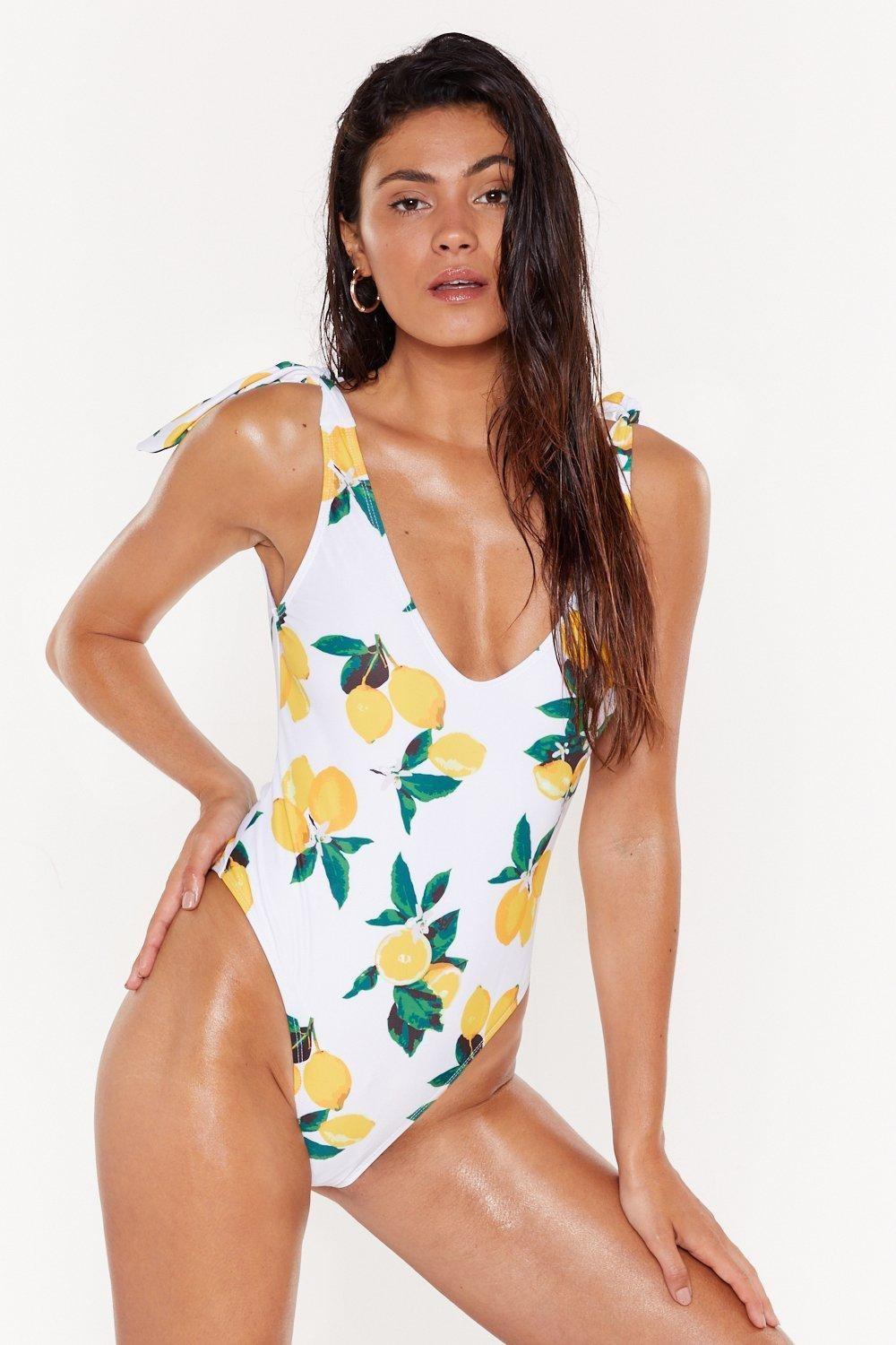 Womens Lemon High-Leg Swimsuit with Scoop Neckline | NastyGal (US & CA)