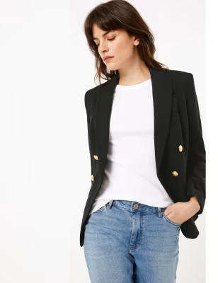 Marks & Spencer Double Breasted Blazer - Black - AU 14 (UK 14) | Marks & Spencer (AU)