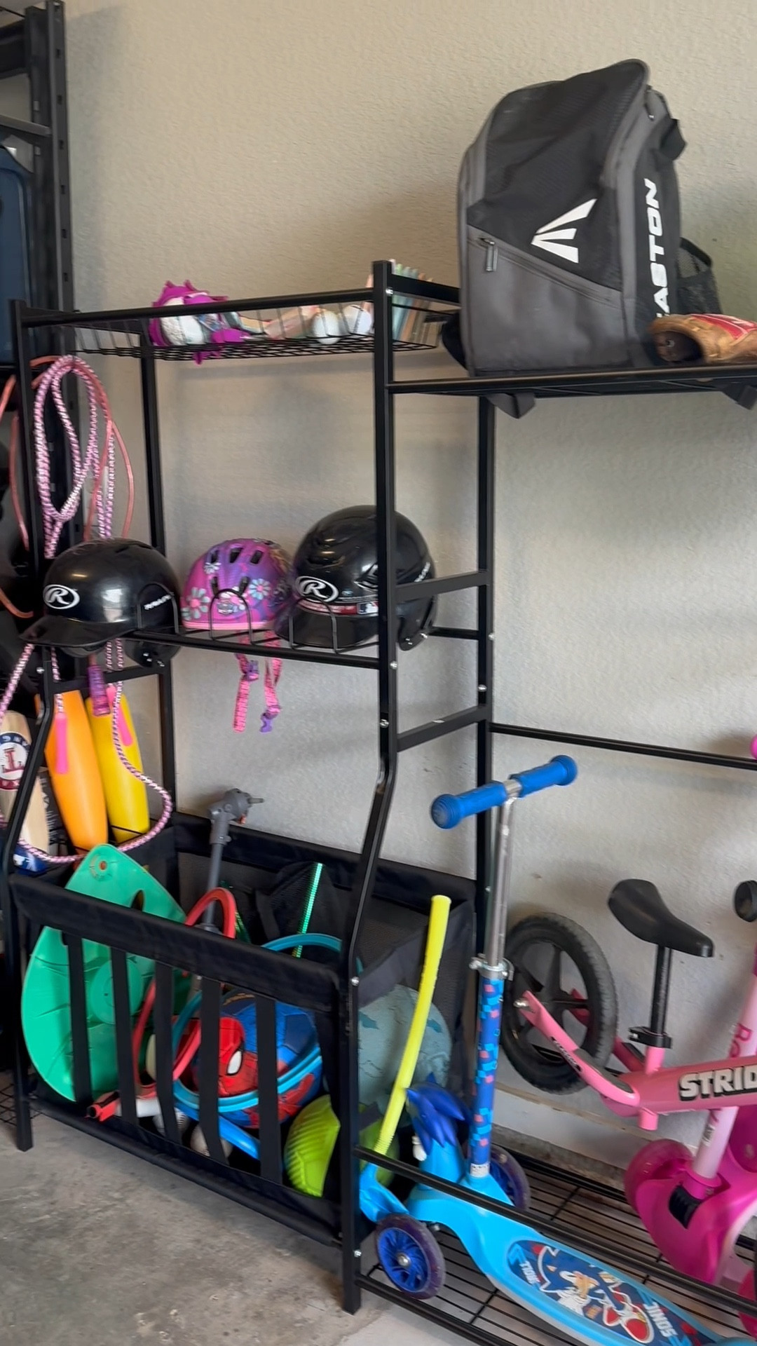 I spent a little over $100 to save my sanity in the garage. I needed something the kids could easily access their toys with, and also help them easily organize their own stuff. We had the giant storage bins with the lid before and we were having to constantly clear off the lid to get to anything. This took me about 30 min to put together and get their stuff in and it makes my garage look more organized. 

#LTKSaleAlert #LTKFamily #LTKHome