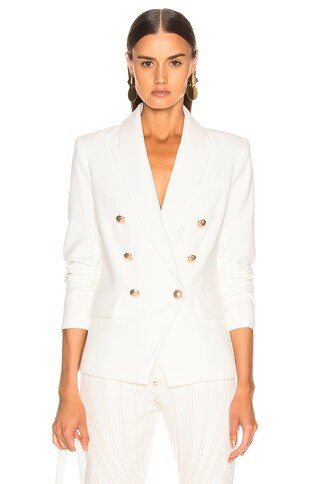 L'AGENCE Kenzie Double Breasted Blazer in White | FWRD 