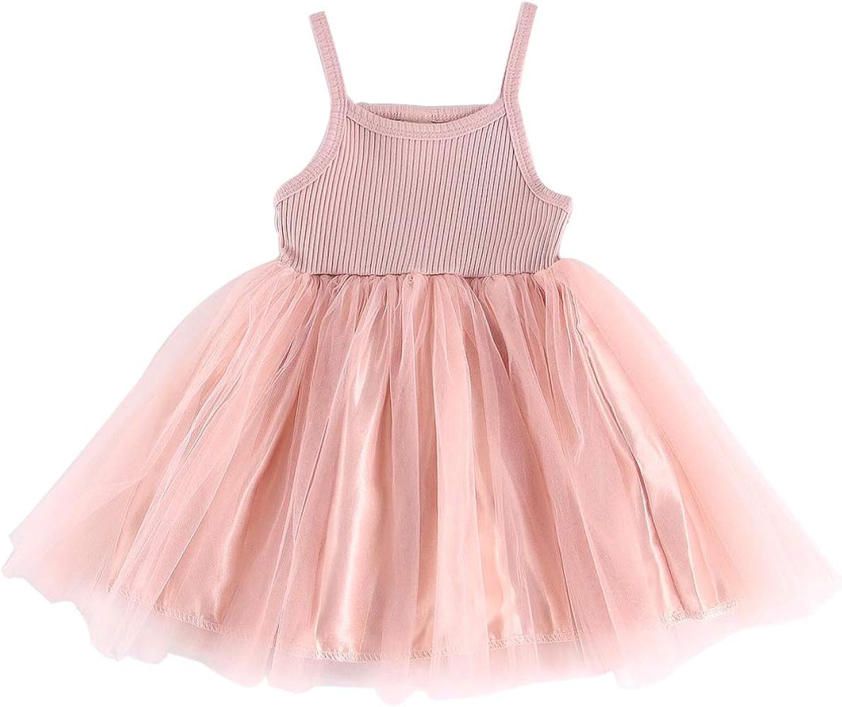 Toddler Baby Girls Tutu Dress Infant Ribbed Sleeveless Tulle Sundress Soft Fluffy Bubble Party Pr... | Amazon (US)