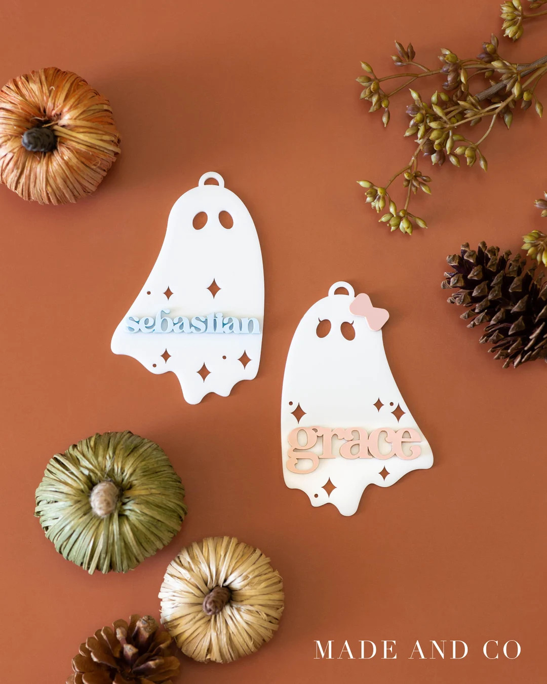 Halloween Ghost Trick or Treat Basket Tags for Kids, Custom Name Halloween Tag, Blue Pink Ghost P... | Etsy (US)