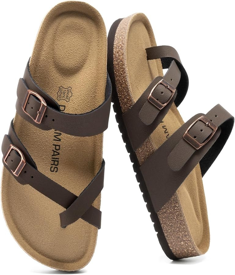 DREAM PAIRS Women's Comfortable Cork Sandals Suede Leather Insole Slides Arch Support Walking San... | Amazon (US)