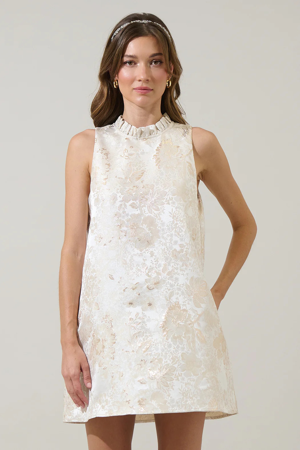 Jaiyana Jacquard Benson Trapeze Mini Dress | Sugarlips