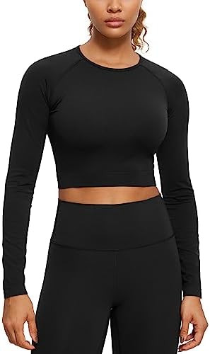 CRZ YOGA Seamless Long Sleeve Shirts for Women Workout Athletic Crop Tops Cropped Running Gym Yog... | Amazon (US)