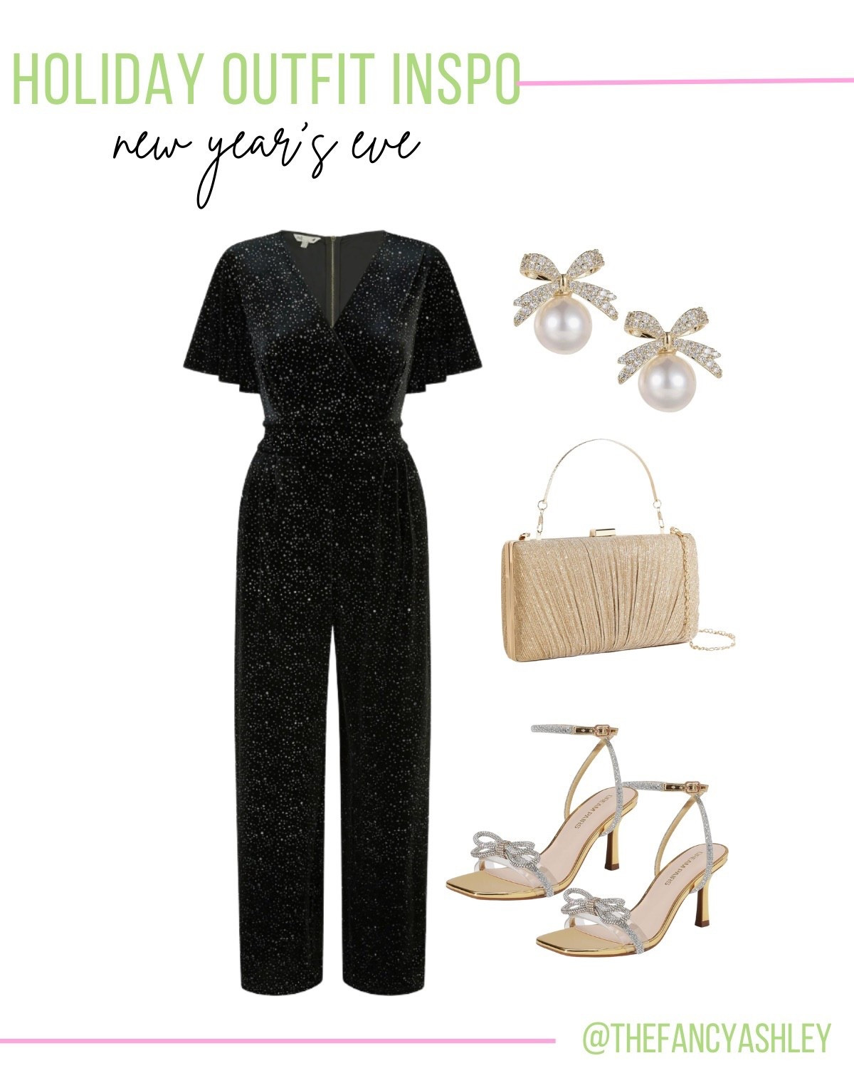 Holiday outfit inspo - NYE! Sequin jumpsuit with the cutest bow accessories - party perfection!

#LTKHoliday #LTKSeasonal #LTKootd