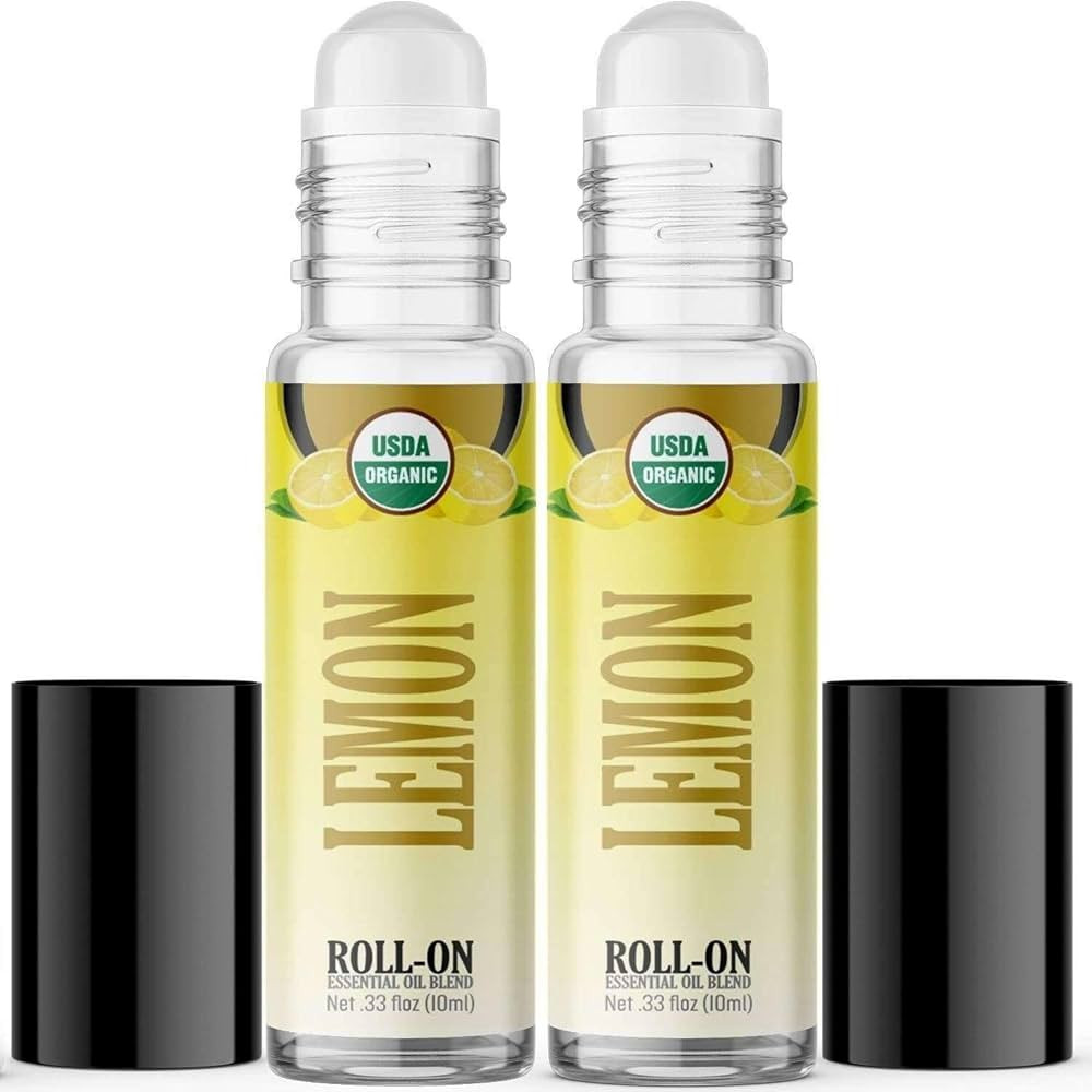 HSO - Organic Lemon Essential Oil Roll On (2 Pack) USDA Certified, Roll on Perfume, Essential Oil... | Amazon (US)