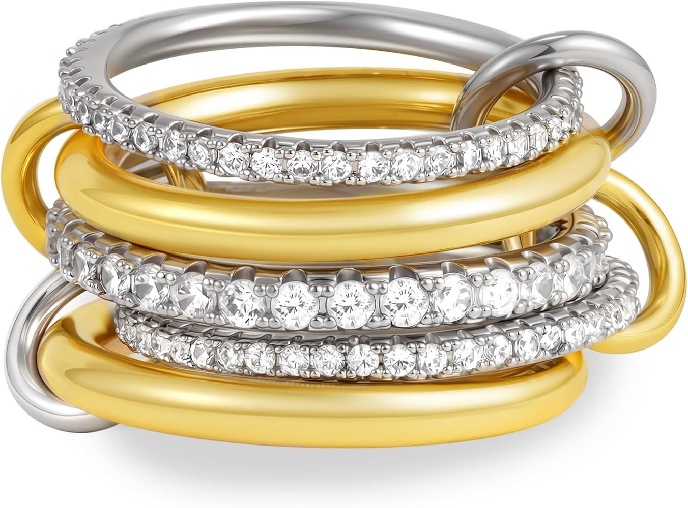 Dechooly Gold Stackable Rings for Women, 18K Gold Plated Cubic Zirconia Rings Spinelli Silver Gol... | Amazon (US)