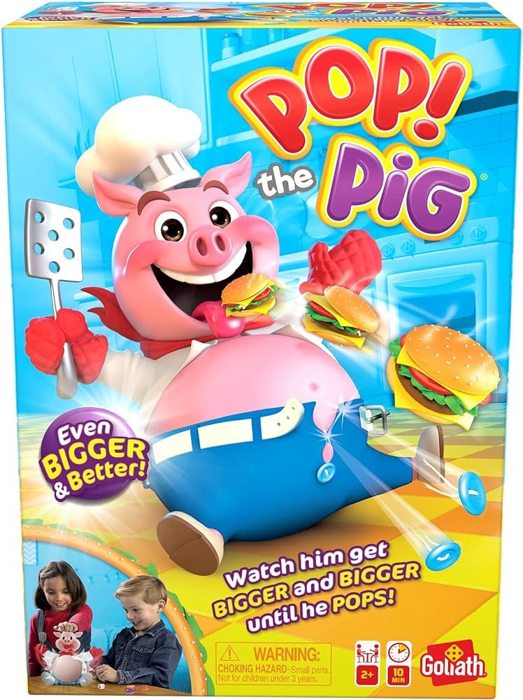 Goliath Pop The Pig - Bigger & Better - Belly-Busting Fun as You Feed Him Burgers and Watch His Bell | Amazon (US)