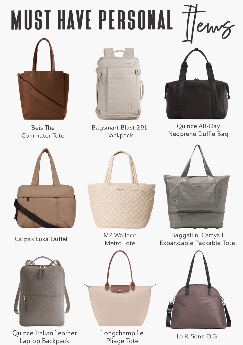 After years of flying carry-on only, and traveling with a toddler, I’ve learned that choosing the best personal item for travel can make or break your trip. 😅 Here are the top bags our community swears by for every flight! 🛬 👜

Because the right personal item for travel = less stress and smarter packing. 😊

Travel Bag | Personal Item Travel Bag | Travel Style | Weekender Bag | Chic Travel Gear | Airport Style | Minimalist Travel | Carry On Only 

#LTKTravel