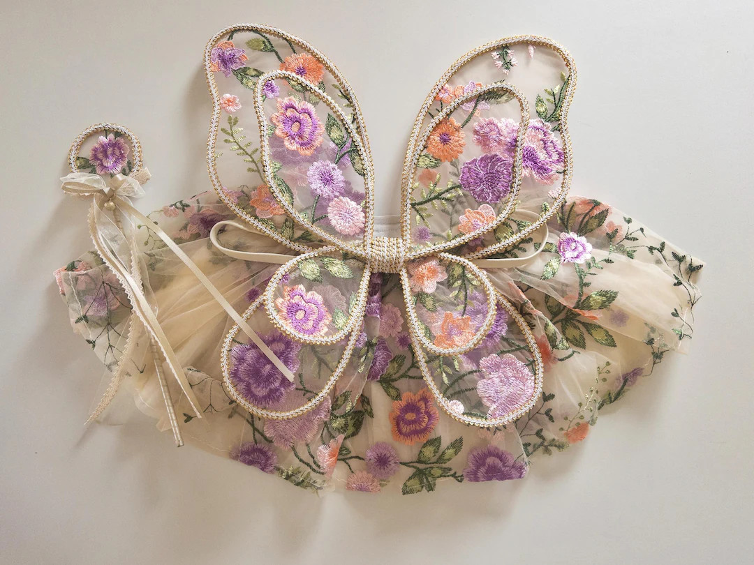 Baby & Child Floral Fairy Wings Dress up Quality Wings Handmade Lace Fairy Wings Kids Parties Pre... | Etsy (US)