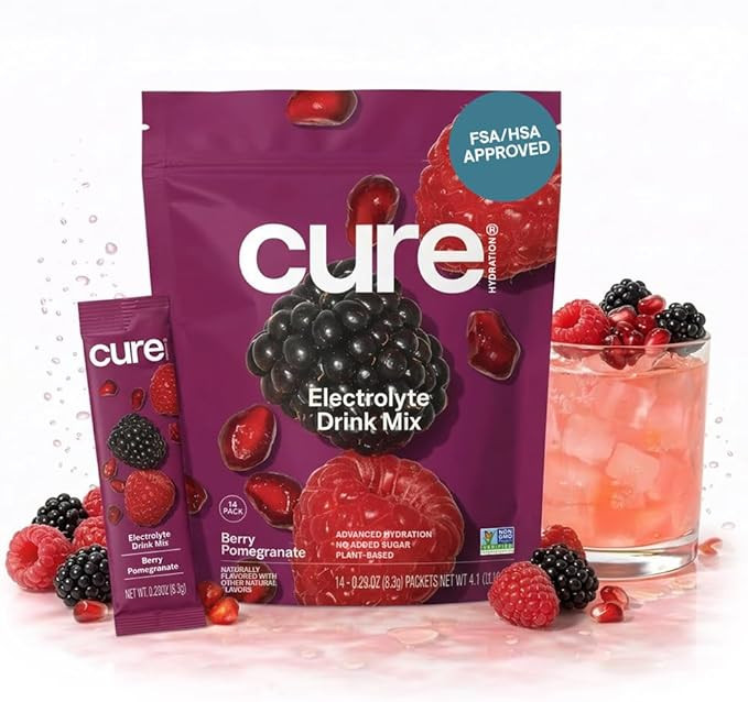 Cure Hydration | Plant-Based Electrolyte Drink Mix | No Added Sugar | FSA-HSA | Dehydration Relie... | Amazon (US)