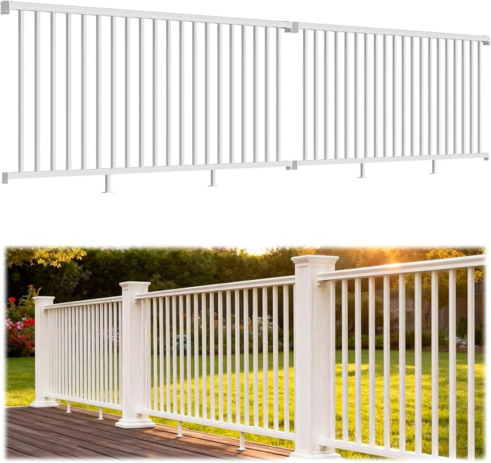 Egadis 2 Pack 36 in. H x 8 ft. W White Porch and Deck Railing Kit Without Post, Aluminum Railing ... | Amazon (US)