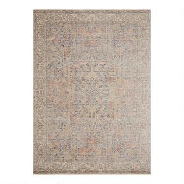 Blue and Rust Distressed Persian Style Shea Area Rug | World Market