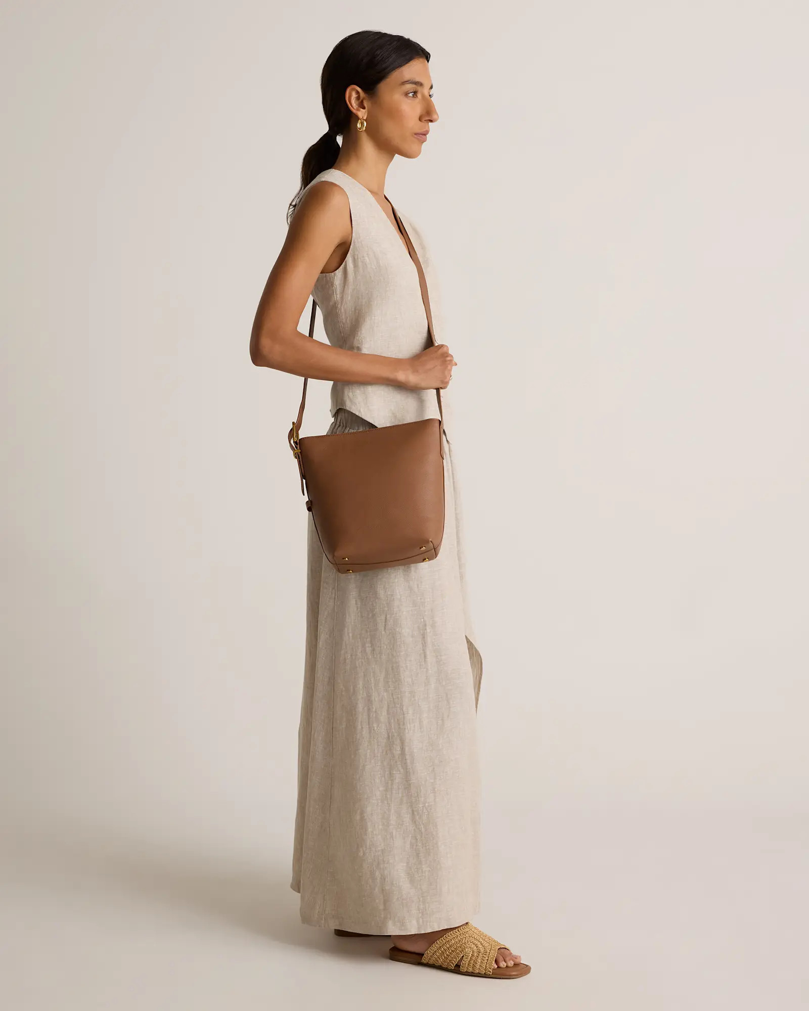 Italian Leather Bucket Crossbody | Quince