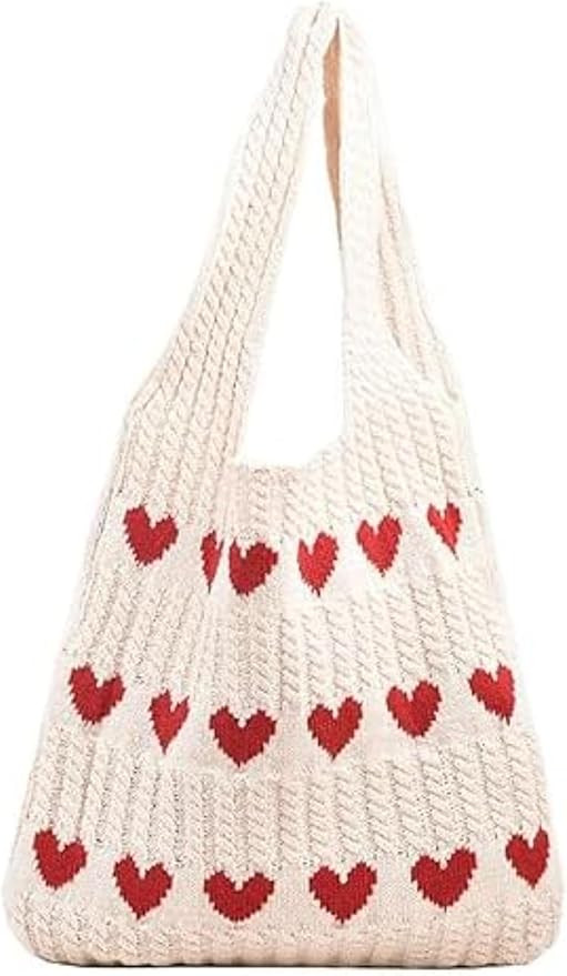 Women's Crochet Tote Bags Boho Tote Bags Heart-shaped Beach Handbags Knit Vacation Aesthetic Casu... | Amazon (US)
