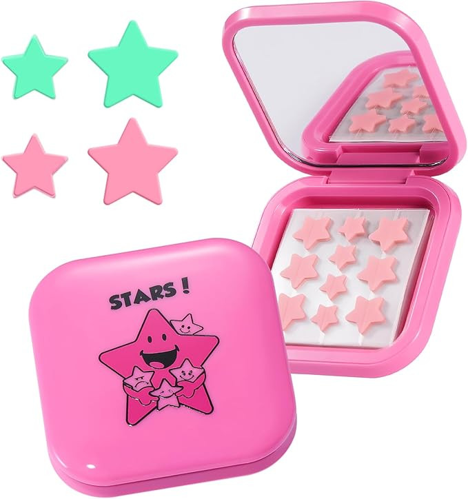 LitBear Acne Pimple Patch with Mirror Case, Pink & Green Star Pimple Stickers Acne Cover Patch, H... | Amazon (US)