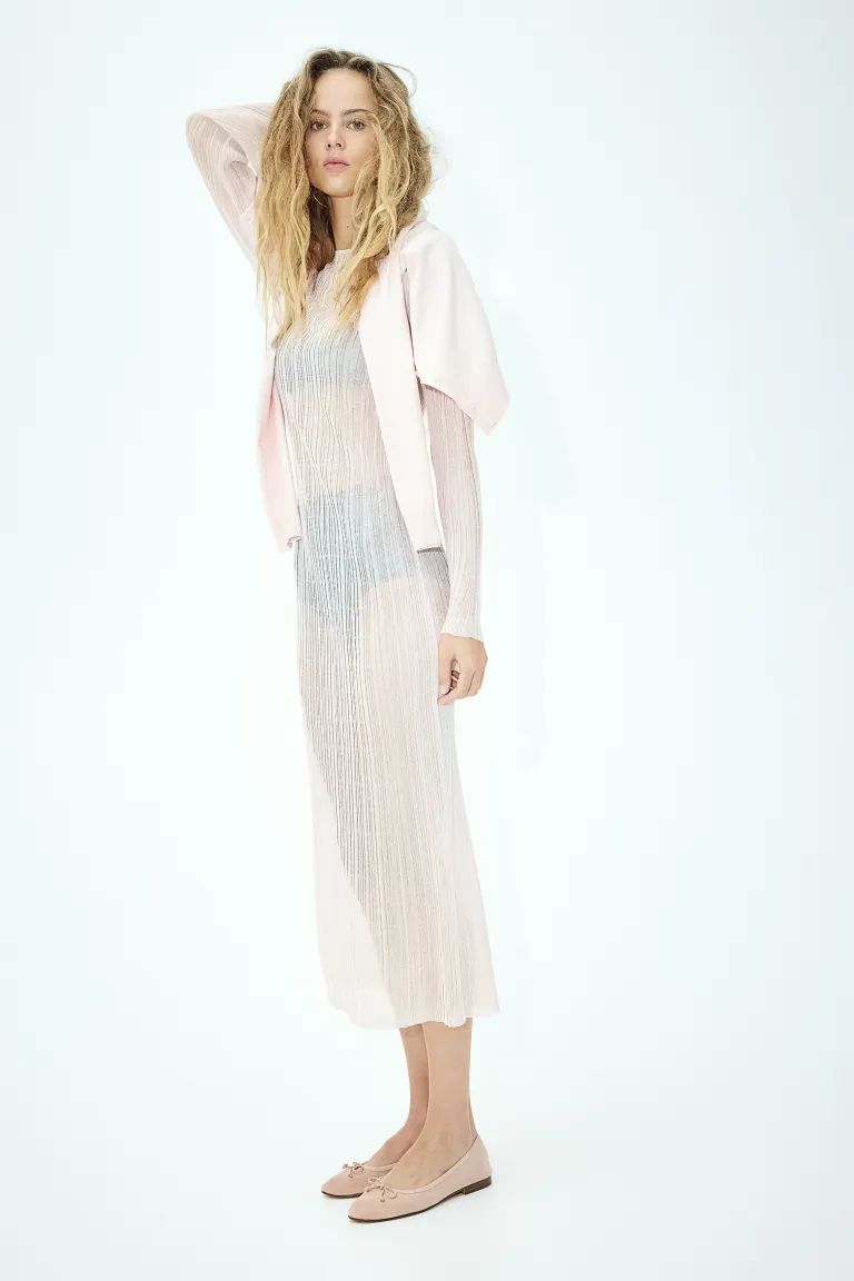 Sheer Rib-knit Bodycon Dress | H&M (US + CA)