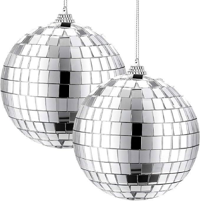 2 Pieces Mirror Disco Ball, 70's Disco Party Decoration, Hanging Ball for Party or DJ Light Effec... | Amazon (US)