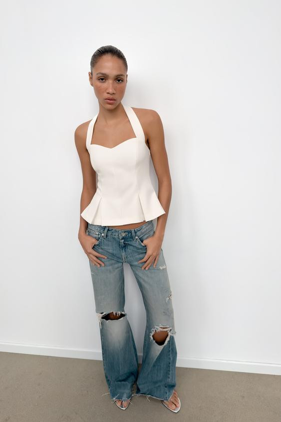 HALTER NECK PLEATED TOP | Zara UK