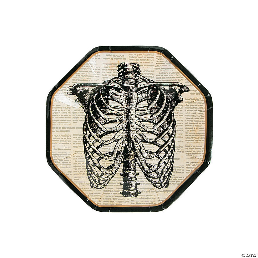 Vintage Halloween Party Skeleton Octagonal Paper Dessert Plates - 8 Ct. | Oriental Trading Company