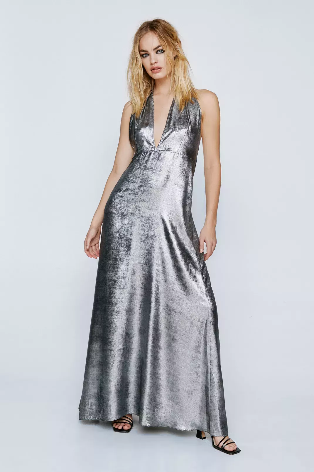 Metallic maxi dress uk sales
