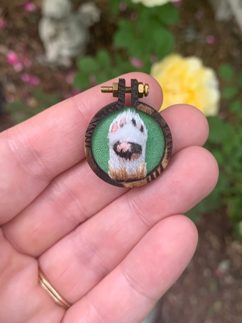 Custom Mini Embroidered Lucky Toebean Cat Paw Pendant - Etsy | Etsy (US)