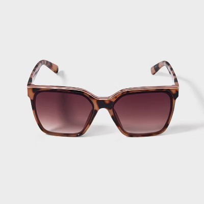 Women's Plastic Square Tortoise Shell Sunglasses - A New Day™ Assorted Beiges: UV Protection, Impact-Resistant | Target