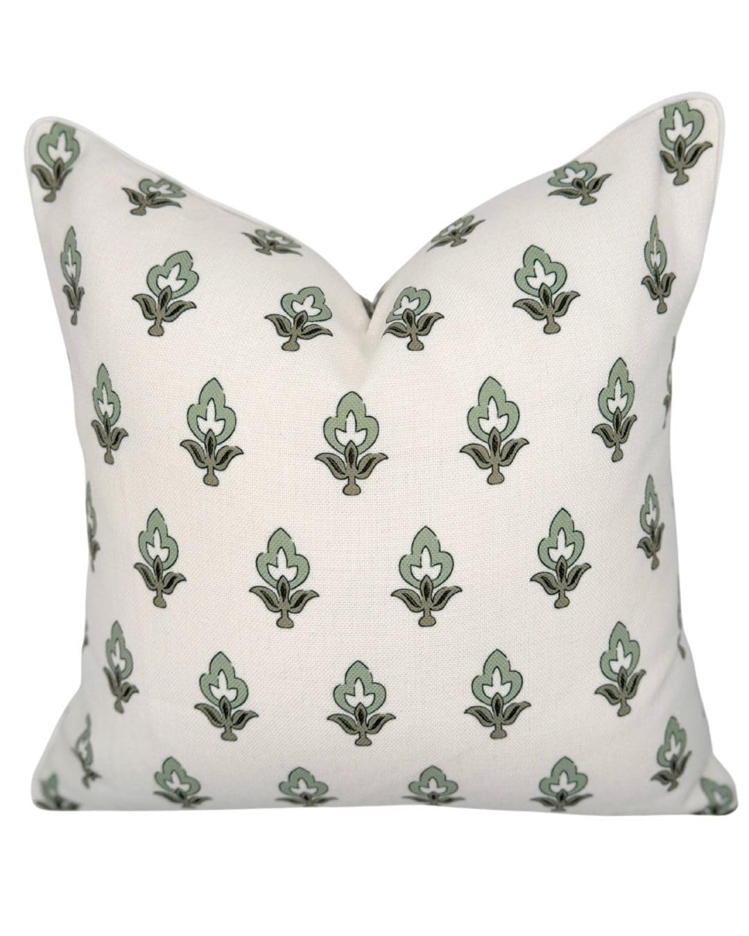 Jillien Harbor “The Poppy” Floral Block Print Pillow Cover – Green Leaf Decorative Festive ... | Amazon (US)