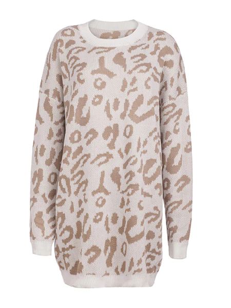 'Sophia' Leopard Print Long Sweater Dress (6 colors) | Goodnight Macaroon