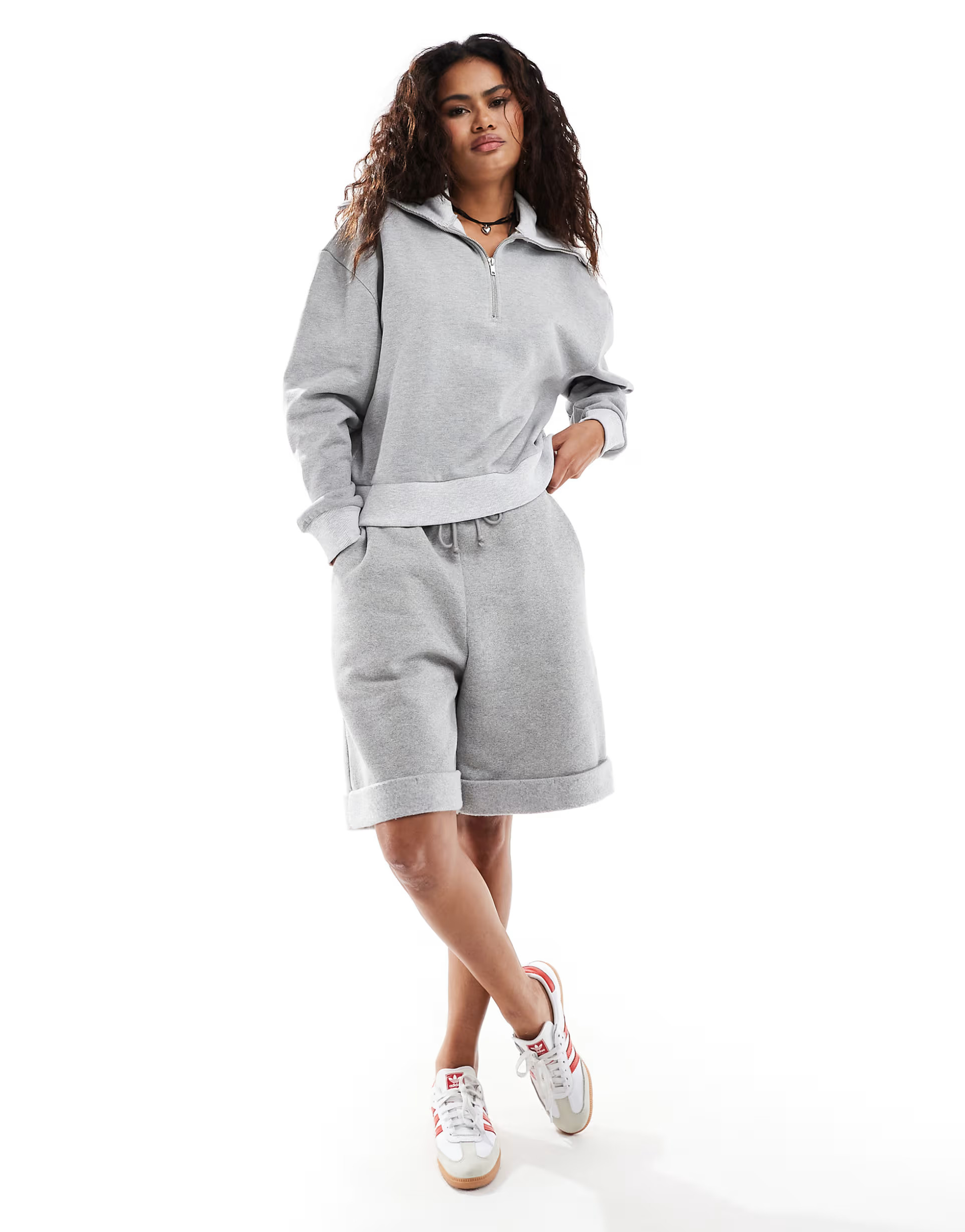 ASOS DESIGN half zip funnel neck sweatshirt in gray heather | ASOS | ASOS (Global)