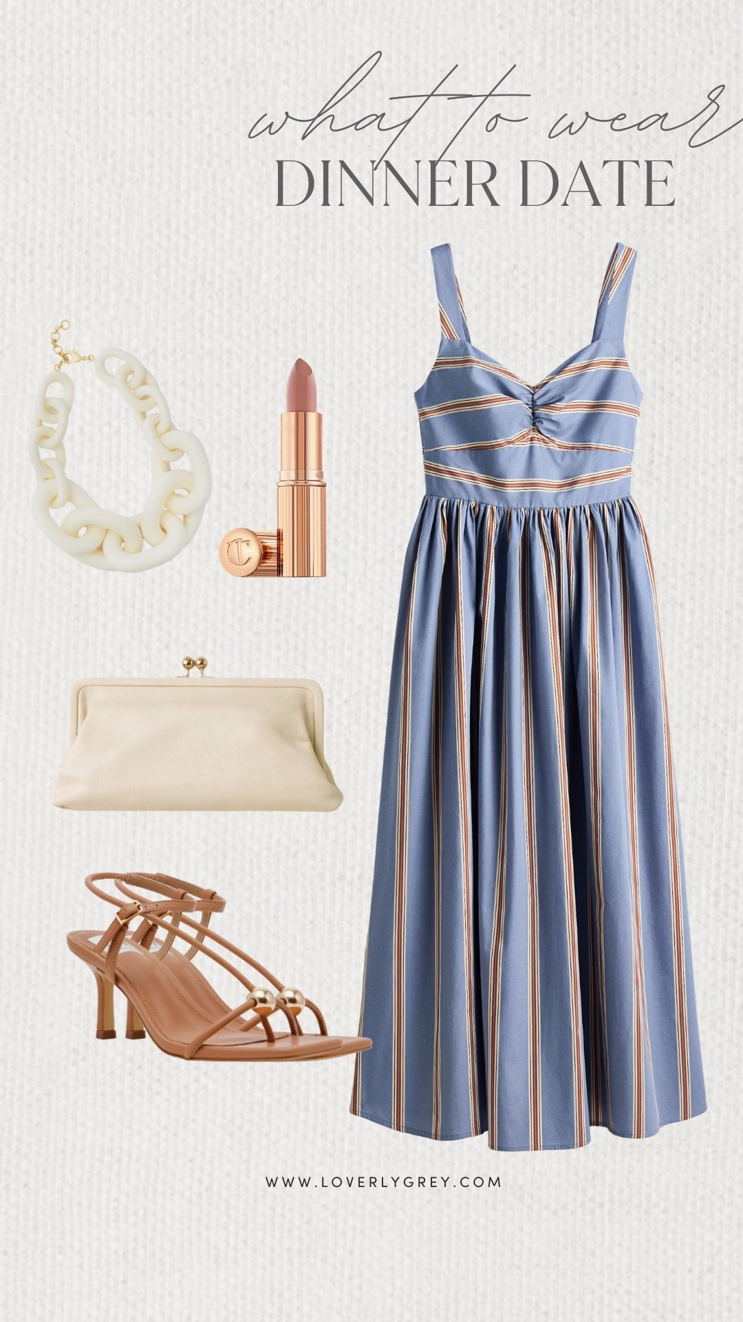 Loverly Grey, what to wear for a dinner date. I am loving this striped dress from H&M. I’d pair it with a chunky statement necklace, dolce vita heels, and a simple clutch for a date night look. Loverly Grey, what to wear, dinner date

#LTKootd #LTKgrwm #LTKSeasonal