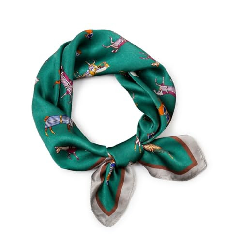 MTAADSO Green Horse Silk Satin Square Neck Scarf, Equestrian Theme, Fashion Lightweight Wrap | Amazon (US)