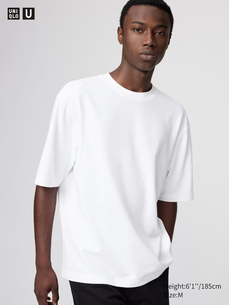 AIRism Cotton Oversized Crew Neck T-Shirt (Half Sleeve) | UNIQLO (UK)