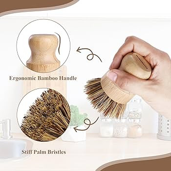 Bamboo Dish Brush Set,4 Pack Kitchen Palm Pot Brush with Union Fiber, Natural Bamboo Dish Scrub B... | Amazon (US)