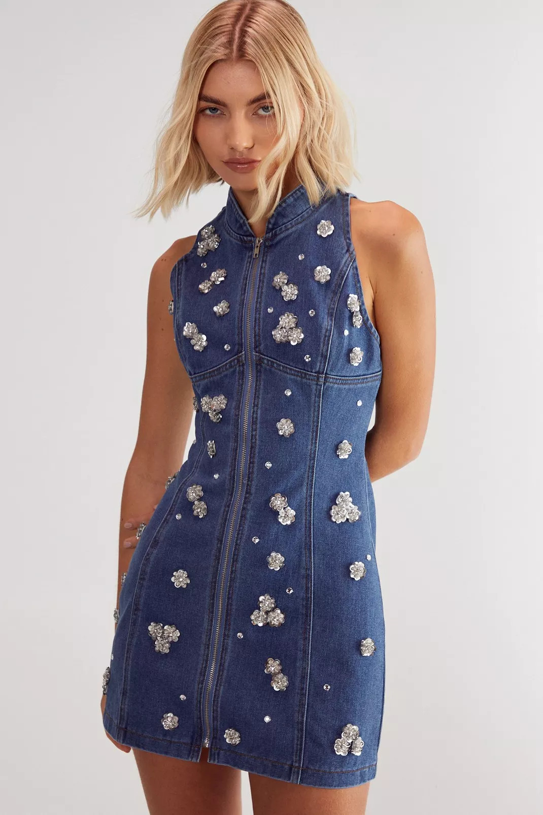 Embellished Flower Applique Mini Dress | Nasty Gal US