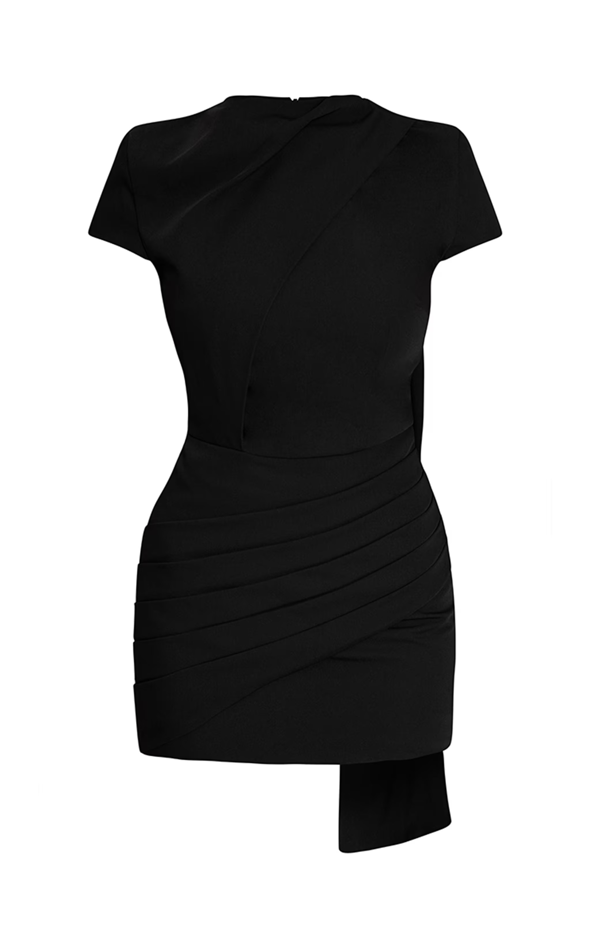 Premium Black Woven Drape Ruched Bodycon Dress | PrettyLittleThing UK