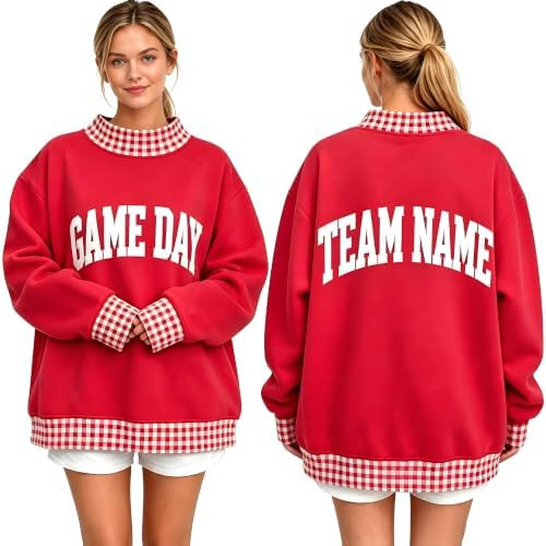 Custom College Team Mock Neck Sweatshirt,Football Game Day Outfits Women | Amazon (US)