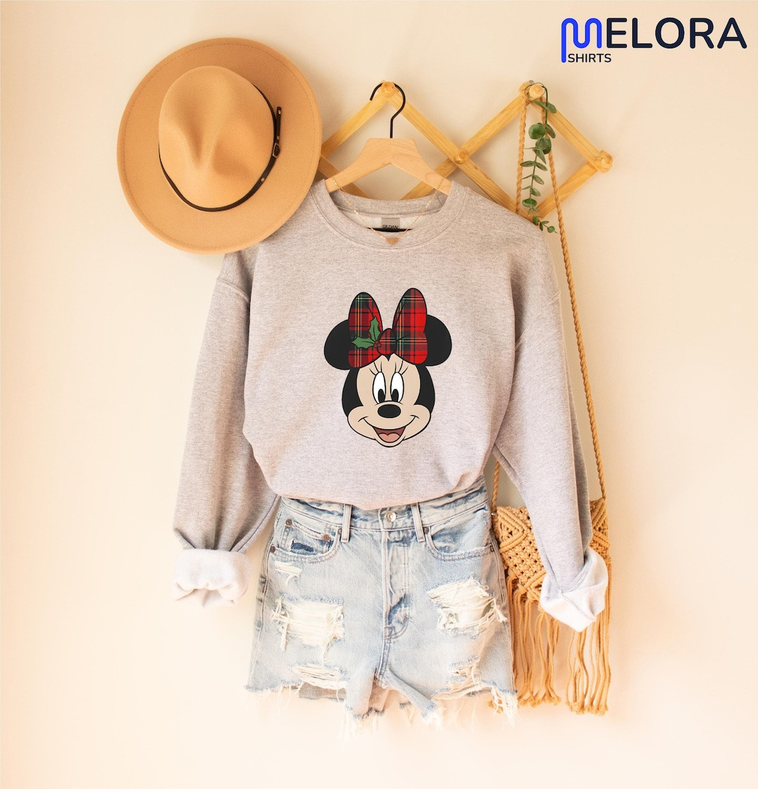 Disney Minnie Mouse Christmas Bow Sweatshirt, Christmas Minnie Sweater, Disneyland Womens Christm... | Etsy (US)