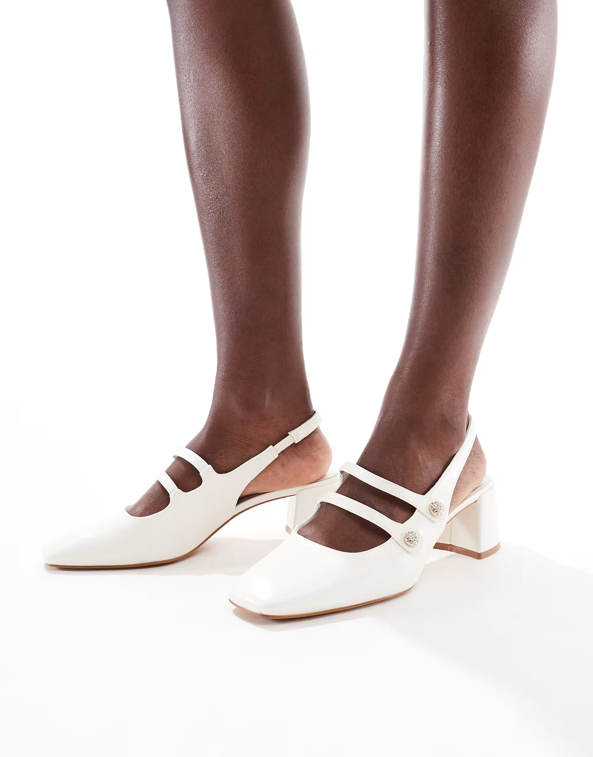 Stradivarius heeled mary jane in white | ASOS (Global)